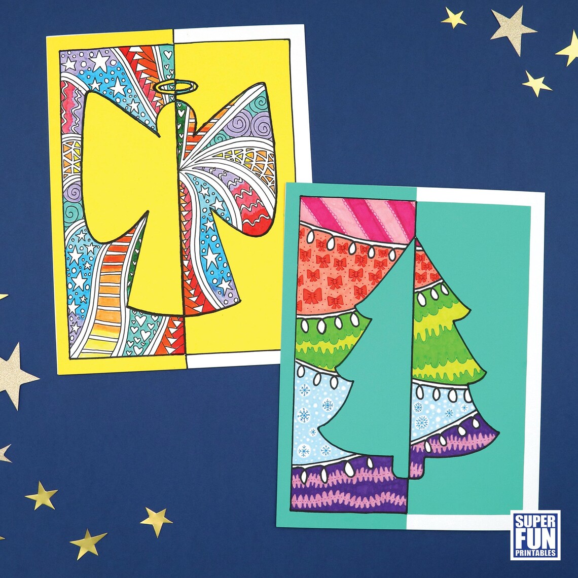 Christmas Positive Negative Pattern Art - Etsy