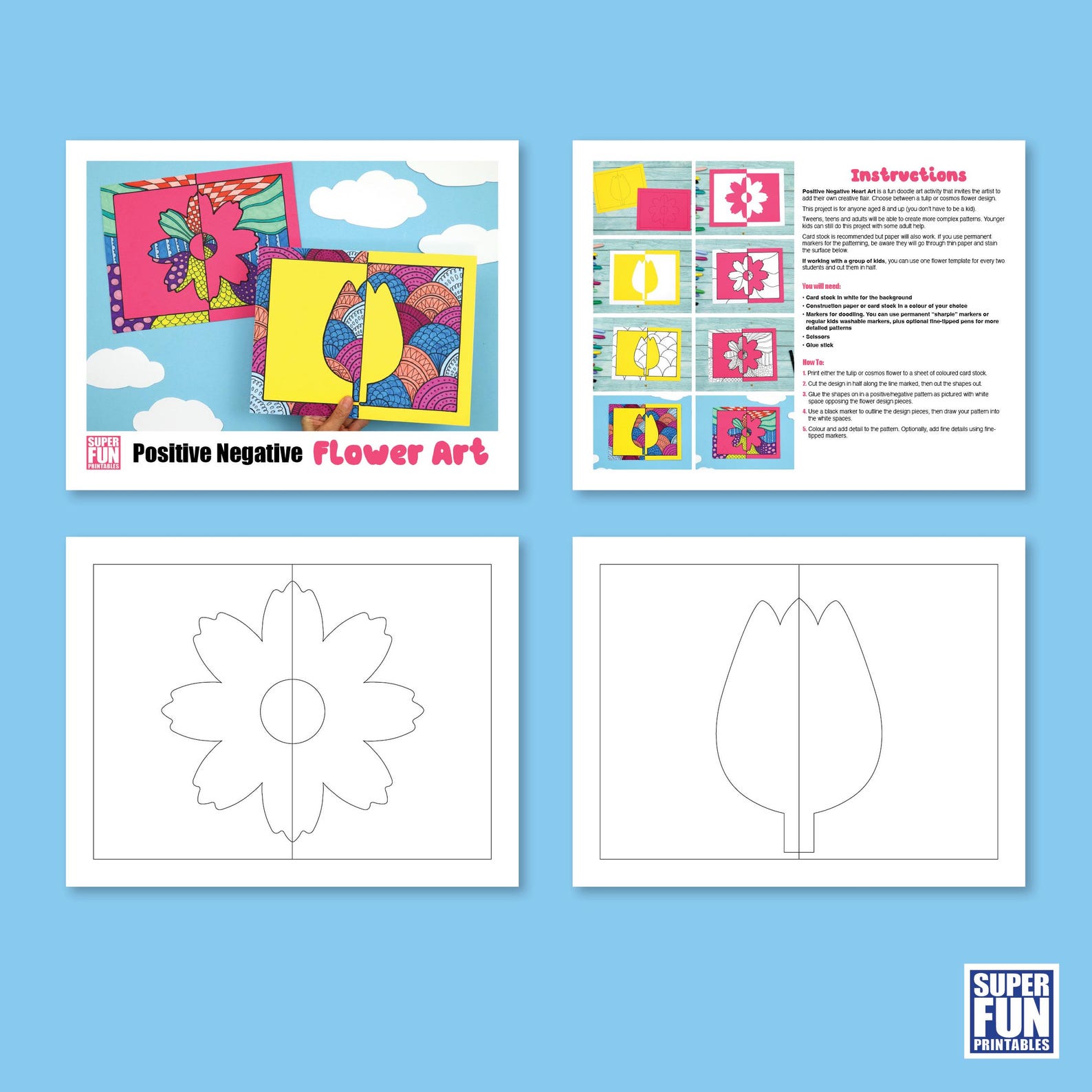 Flower Positive Negative Art - Etsy