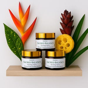 Sacred Balance | Herbal Anointing Salve with Frankincense, Myrrh & Cedarwood-for Grounding, Calm and Skin Nourishment.
