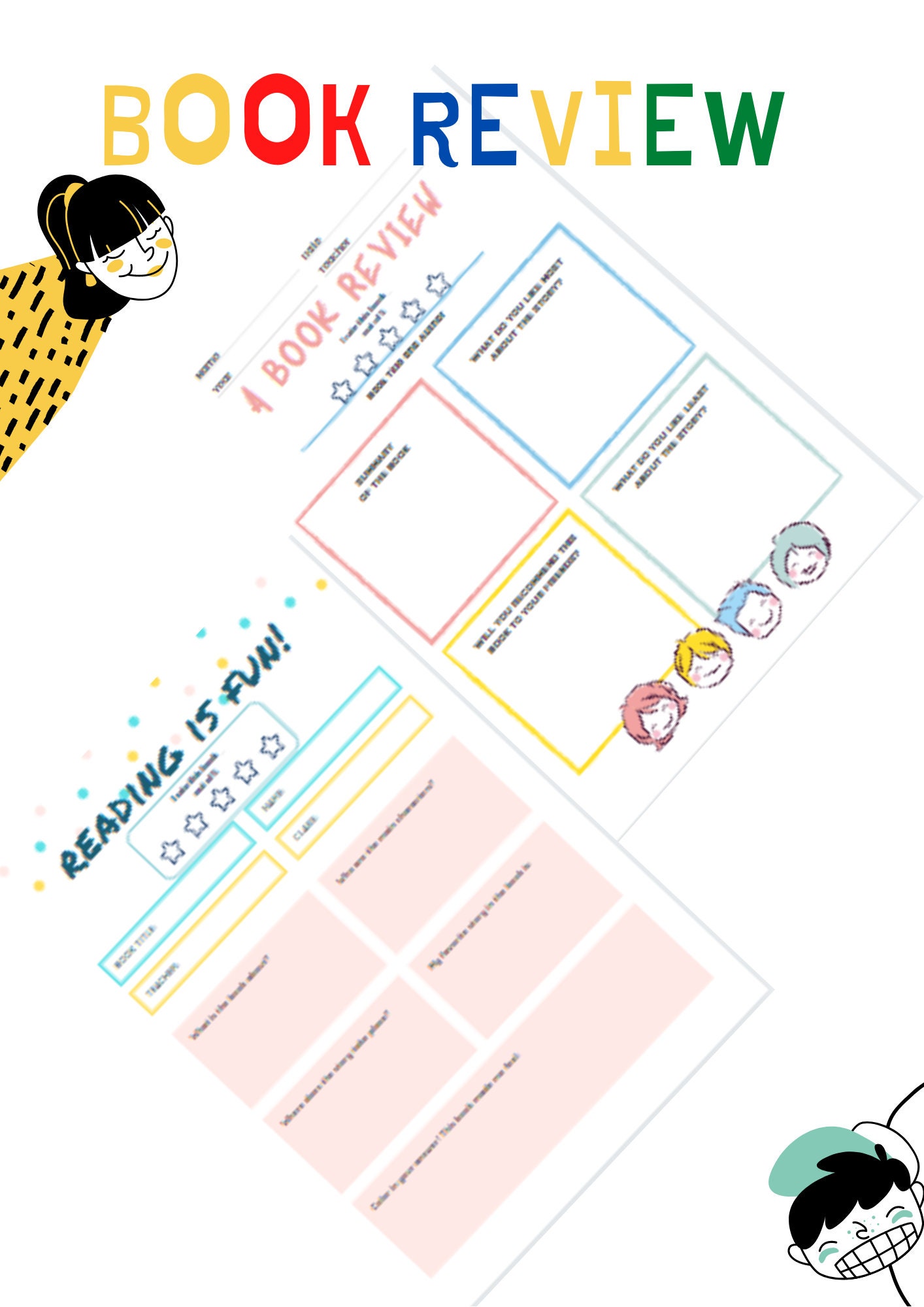 Children's Book Review PDF Printable 2 Different Designs Etsy