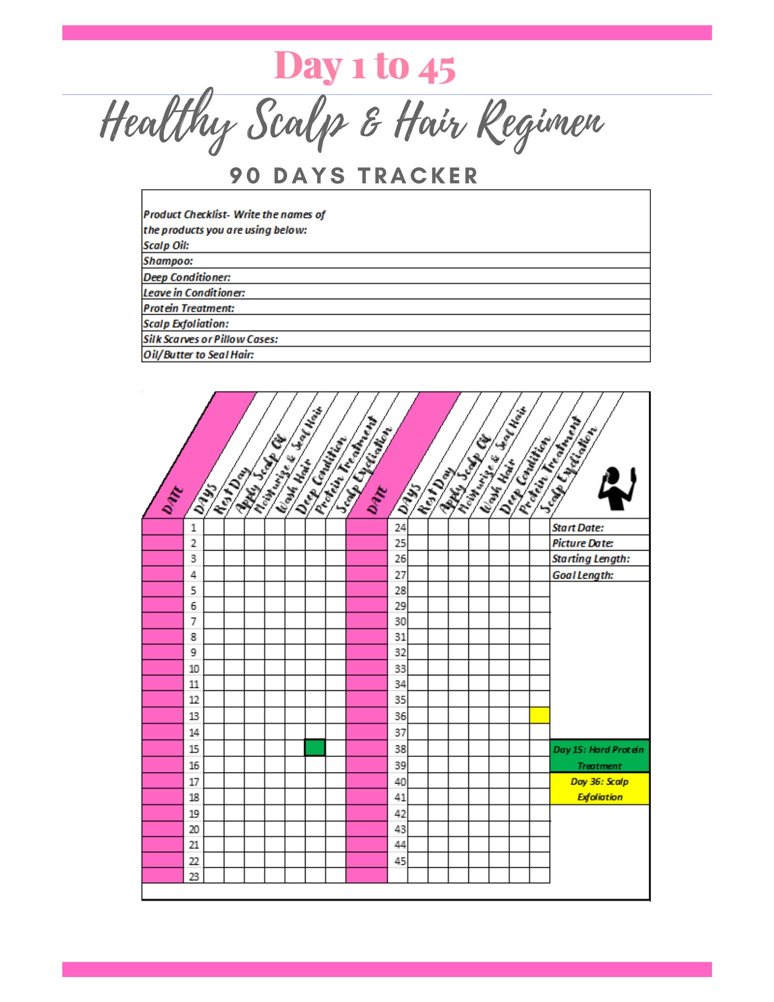 Long Hair Growth Regimen Keep Track Hair Planner Tracker for Etsy