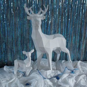 Lot  5 papercraft rennas deers sculptures to print and assemble in pdf and pdo for christmas santa claus