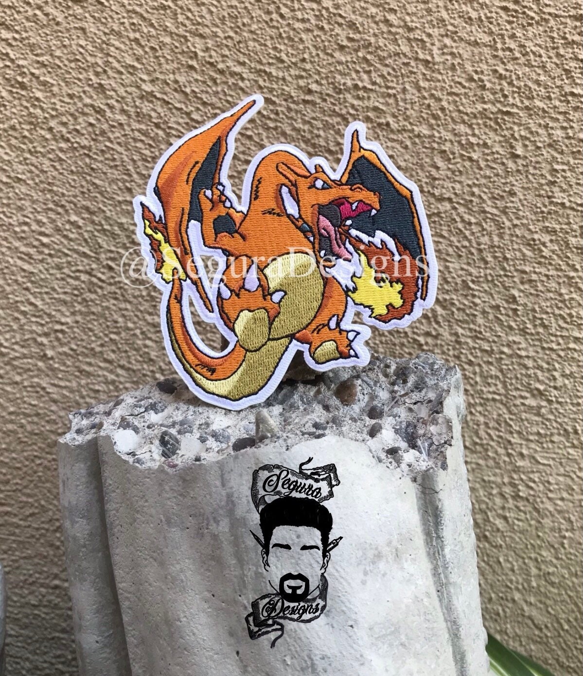 Shiny Charizard Iron on Patch Metallic Embroidered. Pokemon Patch. 