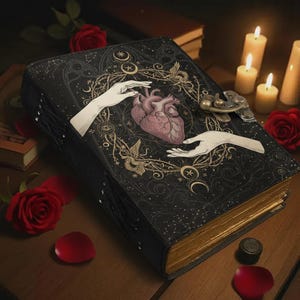 Anatomical Heart Journal with Lock, Gothic Love Notebook, Dark Aesthetic Diary, Occult Celestial Journal, Witchy Spell Book, Book of Shadows