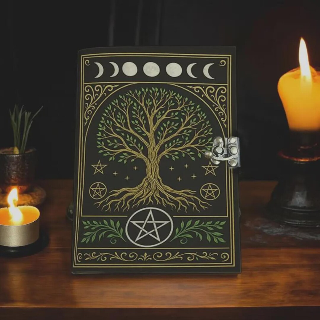 Grimoire Leather Journal, Tree of Life Journal, Blank Spell Book Book ...