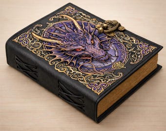 Dragon Embossed Leather Journal with Lock, Fantasy Notebook, Medieval Style Diary, Gothic Writing Journal, Unique Gift for Writers