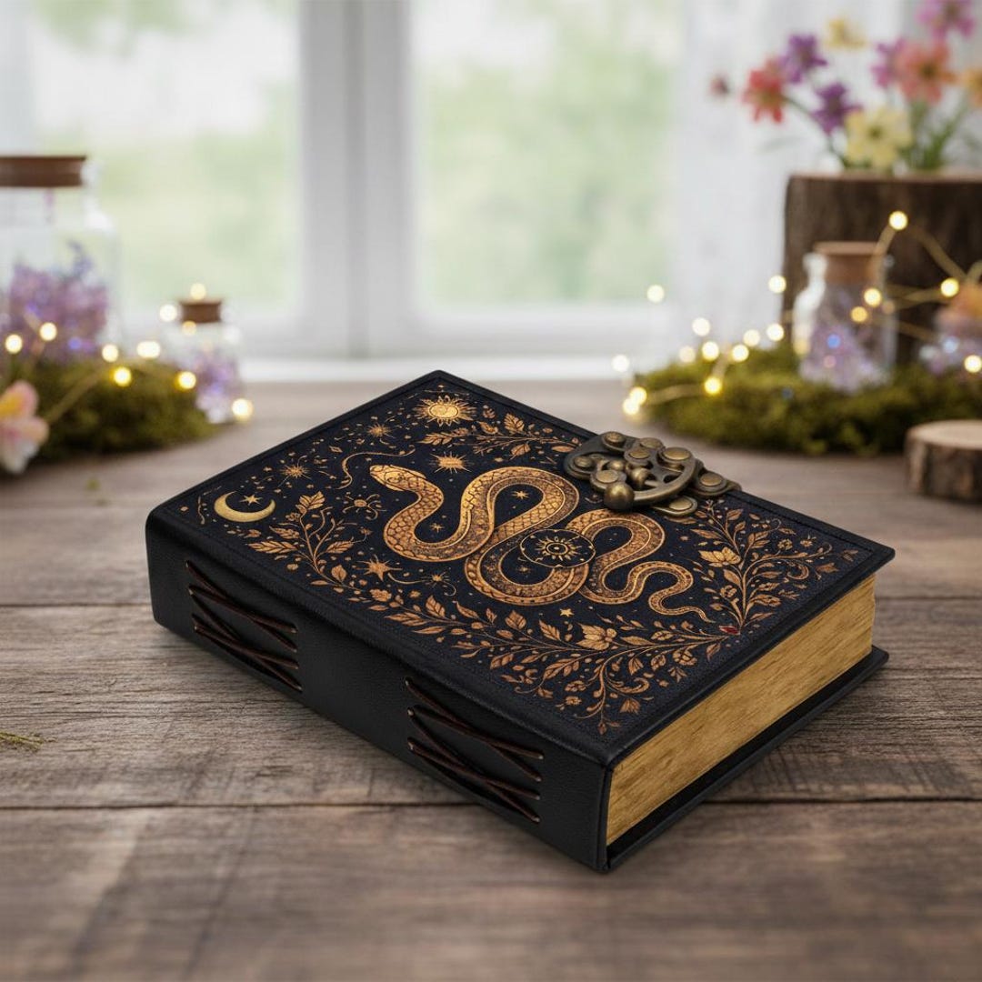 Snake Journal Snake Journal With Lock, Celestial Serpent Notebook, Witchy Spell Book ...