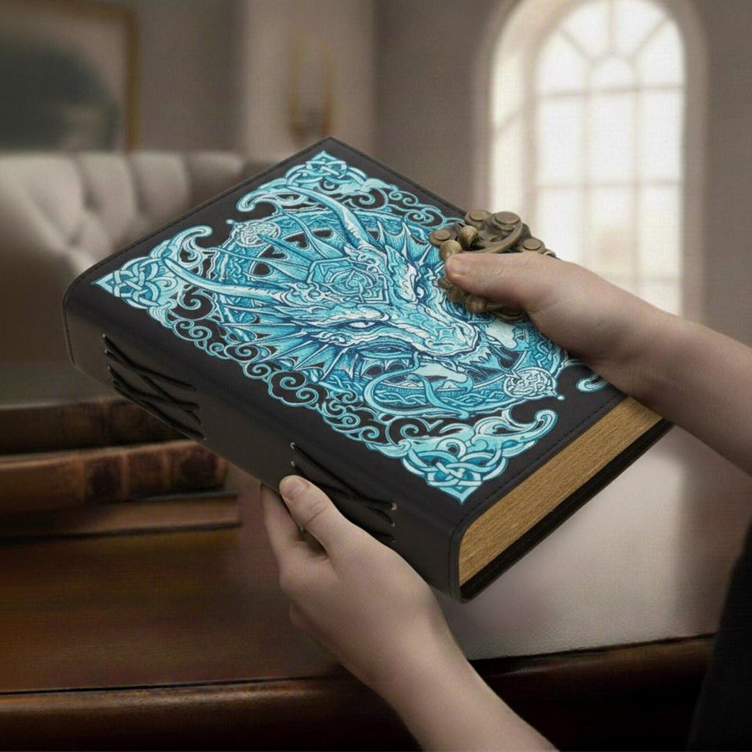 Sky Dragon Leather Journal – Handmade Dragon Illustration Notebook With ...