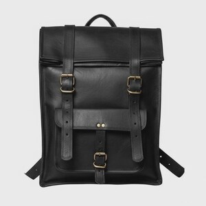 手作りレザーバックパック｜ヴィンテージブラックレザーバックパック｜旅行用ラップトップバッグ｜素朴なスクールバッグ｜本革サッチェル