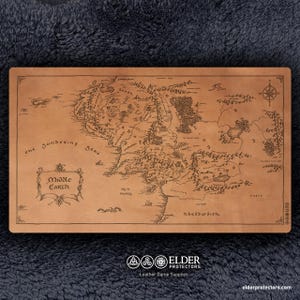 レザープレイマット - ロードオブザリング、LOTR、TCG、カードプレイマット、中つ国マップ