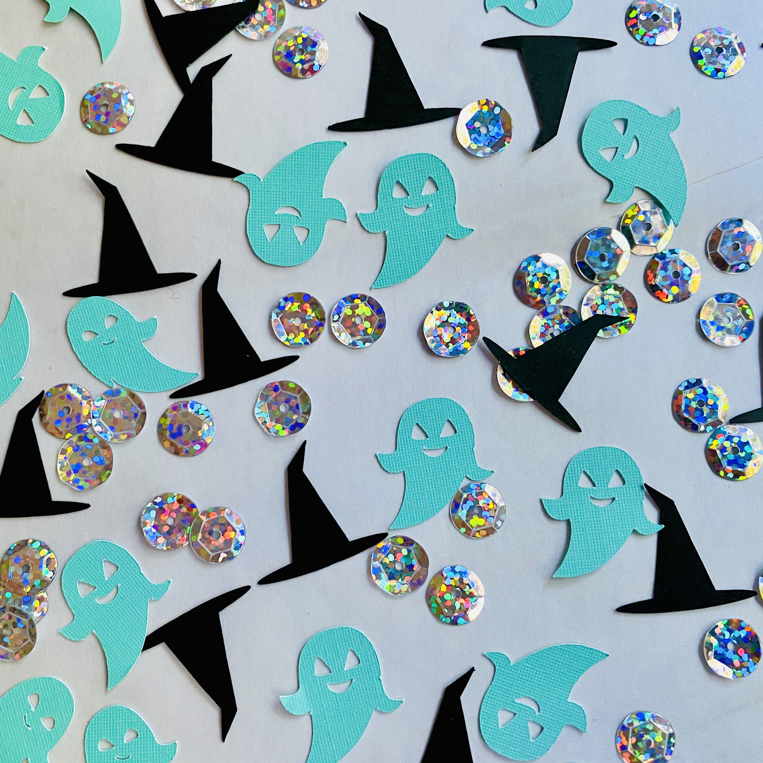 Halloween confetti Ghost confetti Pastel Confetti Teal Etsy
