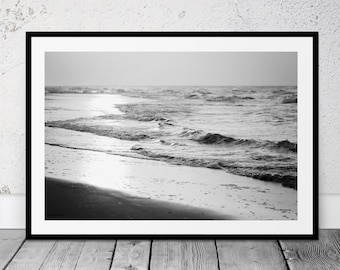 Coastal Photography, Black and White Photo, Beach Photo, Coastal Art, Printable Wall Art