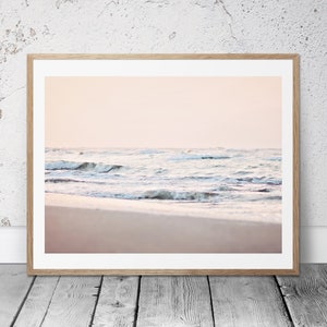 Printable Art, Beach Decor, Coastal Art, Coastal Photography, Ocean Waves, Pink, Water, Sunrise Photo