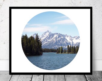 Fotografía de montaña, Arte del paisaje, Foto imprimible, Arte de la sala de estar, Arte circular