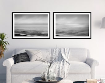 Küstenfotografie, Strandkunst, druckbare Fotografie, Schwarz-Weiß-Foto, Wohnzimmerkunst, Schlafzimmerkunst
