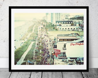 Printable Photography, Beach Boardwalk, Coastal Decor, Myrtle Beach, Summer