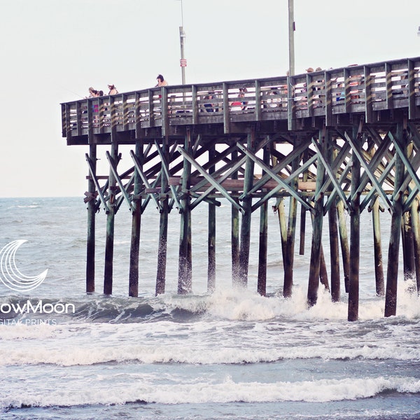 Coastal Printable Photography, Beach Photo, Beach Decor, Fishing Pier, Digital Download, Beach Art