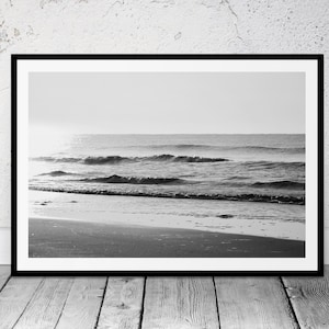 Beach Photography, Black & White Photo, Ocean Art, Coastal Decor. Waves