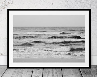 Ocean Photography, Printable Art, Coastal Decor, Black & White Photograph