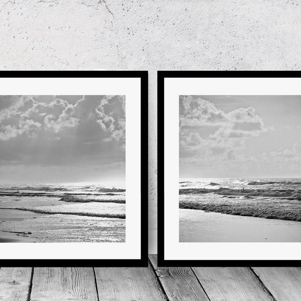 Art imprimable, Photographie de plage, Décor côtier, Photo noir et blanc, Art de plage, Art côtier, Océan, Vagues