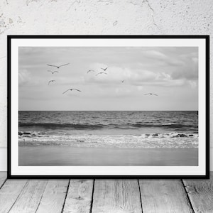 Coastal Photography, Printable Wall Art, Black n White Photo, Beach Art, Coastal Decor