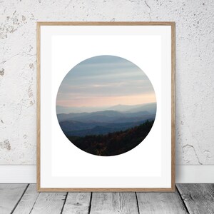 Printable Photography, Blue Ridge Mountains, Circle Art, Mountain Photo, Mountain Art, Sunset