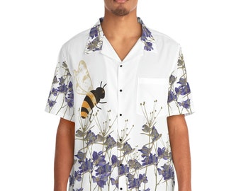 Bee Hawaiian Shirt, Men Short Sleeve Shirt, Hawaii Style, shirt for bee lover, Hawaii shirt, Summer shirt, button up shirt, bee shirt