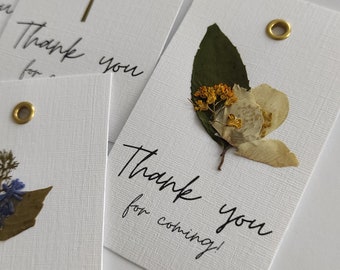 Personalized Pressed Flower Thank You Tags: Botanical Wedding Favors