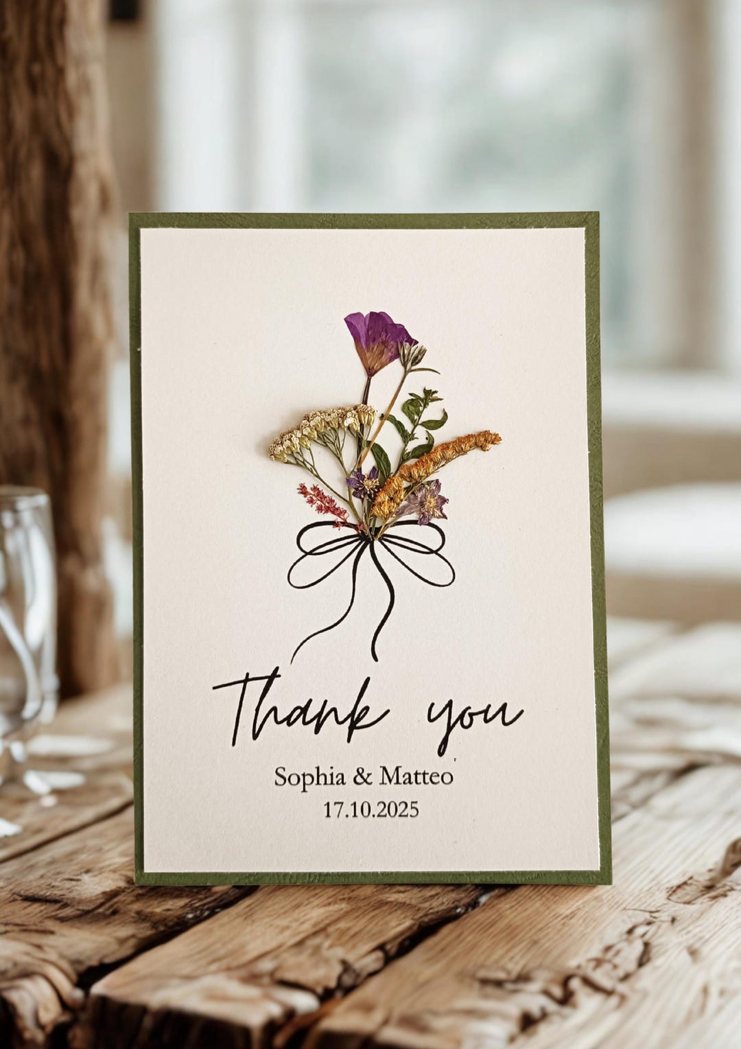 Custom Pressed Flower Thank You Cards: Handmade Cards for Baby Shower ...