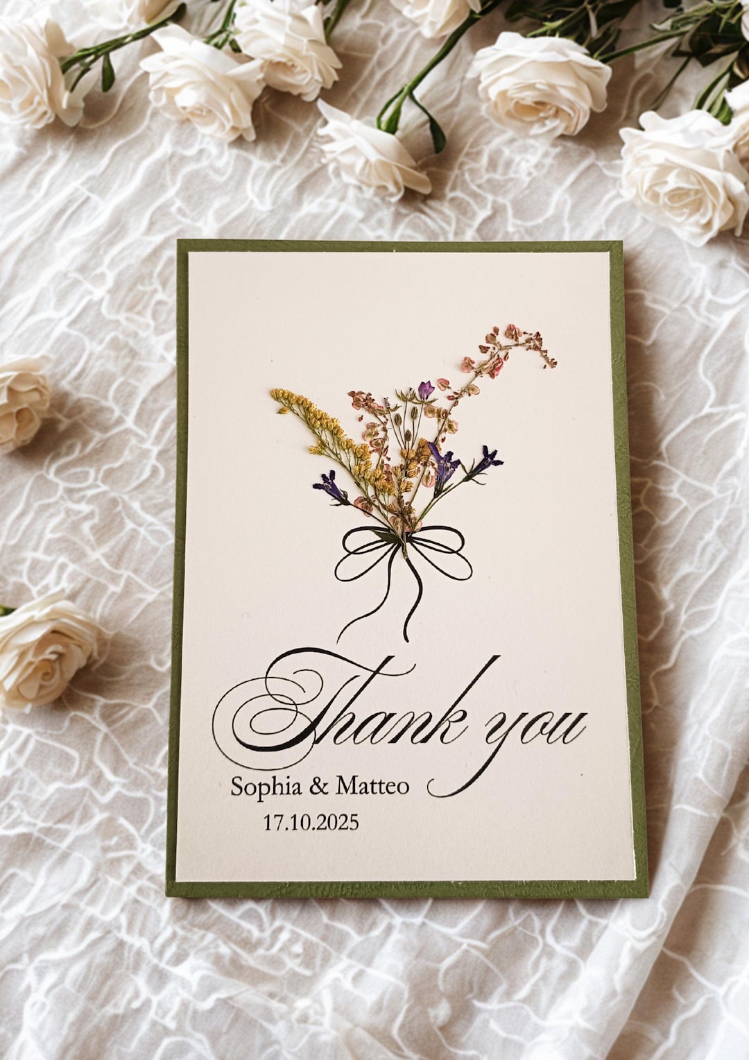 Handmade Pressed Flower Thank You Cards: Personalized Wedding, Baby ...