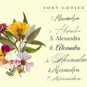 Personalized Wedding Place Cards: Real Pressed Wildflowers, Botanical Decor image 4