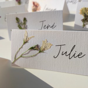 Handmade Pressed flower place cards with REAL flowers, Wedding table cards, Wedding place settings with meadow flowers, Flower Place names image 6