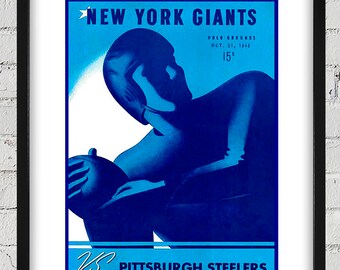1945 Vintage Pittsburgh Steelers - New York Giants Football Program Cover - Digital Reproduction