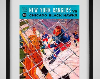 1964-1965 Vintage New York Rangers - Chicago Blackhawks Hockey Program - Digital Reproduction