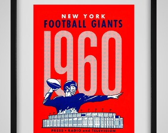 1960 Vintage New York Giants Football Media Guide Cover - Digital Reproduction