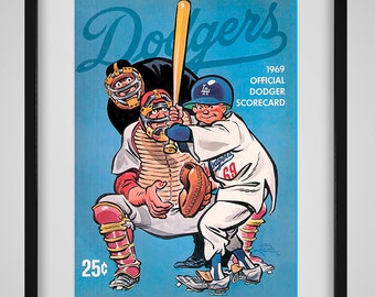 1969 Vintage Los Angeles Dodgers Program Cover - Digital Reproduction