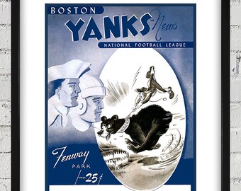 1948 Vintage Chicago Bears - Boston Yanks Football Program Cover - Digital Reproduction