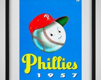 1957 Vintage Philadelphia Phillies Program Cover - Digital Reproduction