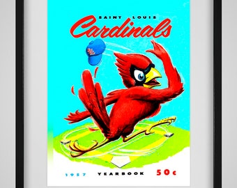 1957 Vintage St Louis Cardinals Yearbook Cover - Digital Reproduction