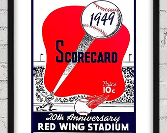 1949 Vintage Rochester Red Wings - Syracuse Baseball Program Cover - Digital Reproduction