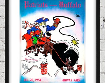 1964 Vintage Buffalo Bills - Boston Patriots Football Program Cover - Digital Reproduction