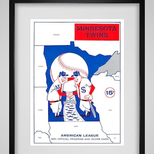 1961 Vintage Minnesota Twins Programm Titelseite - Digitale Reproduktion