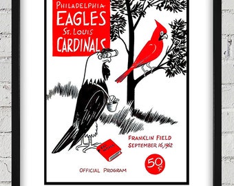 1962 Vintage St. Louis Cardinals - Philadelphia Eagles Football Program - Digital Reproduction
