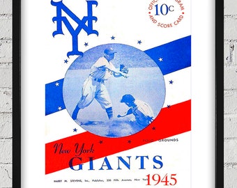 1945 Vintage New York Giants Baseball Program Cover - Digital Reproduction