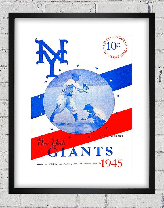 1945 Vintage New York Giants Baseball Program Cover - Digital Reproduction