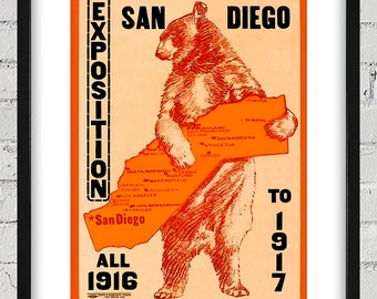 1917 Vintage Exposition San Diego Poster - Digital Reproduction
