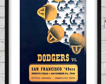 1946 Vintage Brooklyn Dodgers - San Francisco 49ers - Football Program Cover - Digital Reproduction