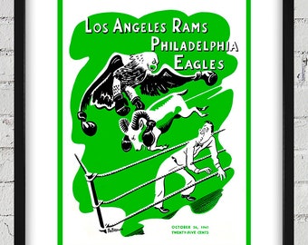1947 Vintage Los Angeles Rams - Philadelphia Eagles Football Program Cover - Digital Reproduction