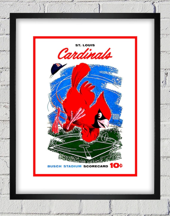 1958 ST. LOUIS CARDINALS Print Vintage Baseball Poster 