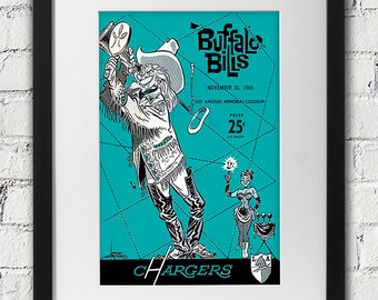 1960 Vintage Los Angeles Charges - Buffalo Bills Football Program - Digital Reproduction